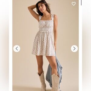 Altar'd State Floral Mini Dress - Cream and Pink